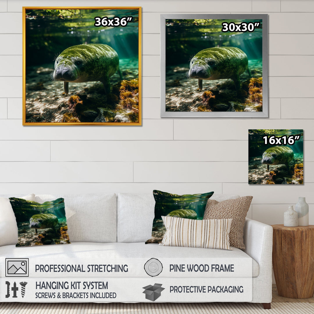 Serene Sea Giant Portrait of a Manatee - Manatee Wall Decor