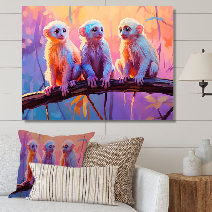 Joyous Jungle Monkeys - Pink Monkey Wall Art