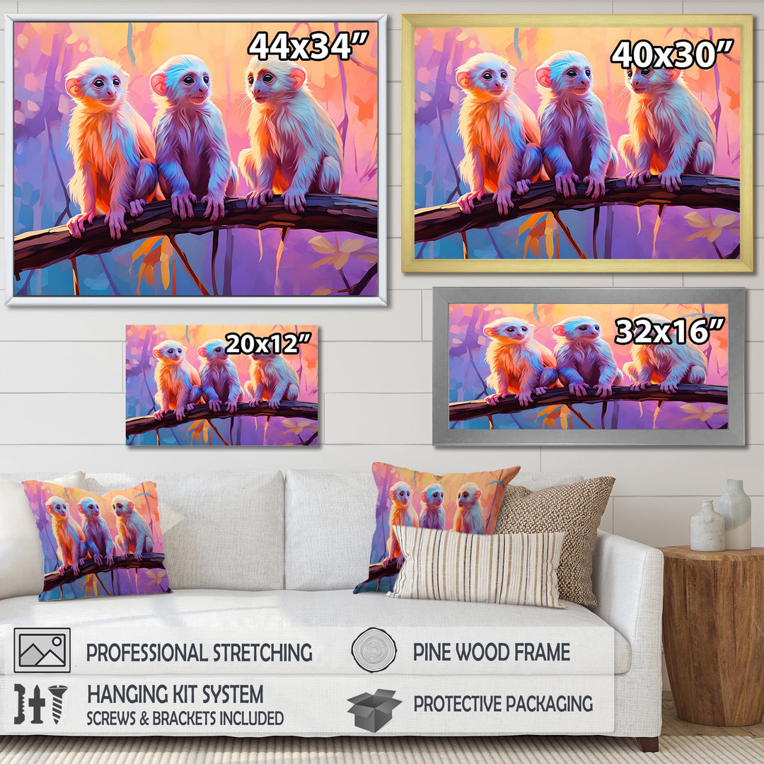 Joyous Jungle Monkeys - Pink Monkey Wall Art