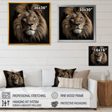 Dark Majestic Lion portrait - Lion Large Canvas Wall Art
