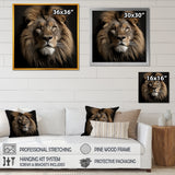Dark Majestic Lion portrait - Lion Large Canvas Wall Art