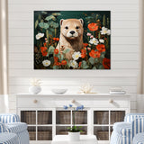 Brown Curious Otter in blooming meadow - Otter Canvas Wall Art