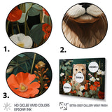 Brown Curious Otter in blooming meadow - Otter Canvas Wall Art