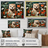 Brown Curious Otter in blooming meadow - Otter Canvas Wall Art