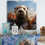 Swimming adventure Portrait of an Otter - Otter Wall Art Prints