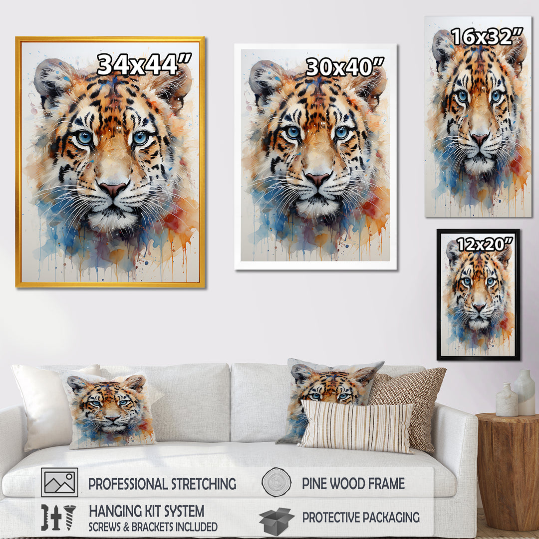 Tiger portrait majesty - Tiger Framed Canvas Art