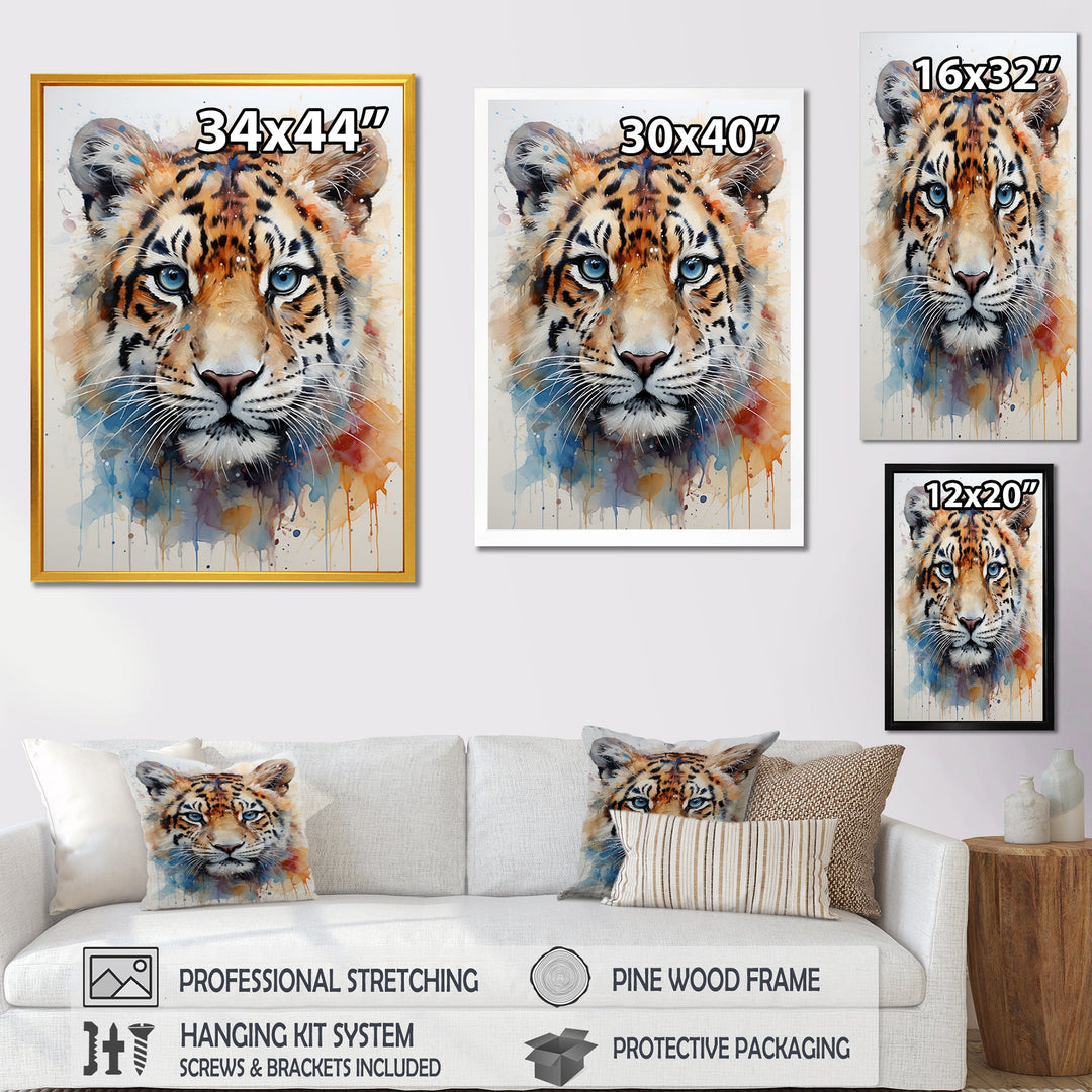 Tiger portrait majesty - Tiger Framed Canvas Art