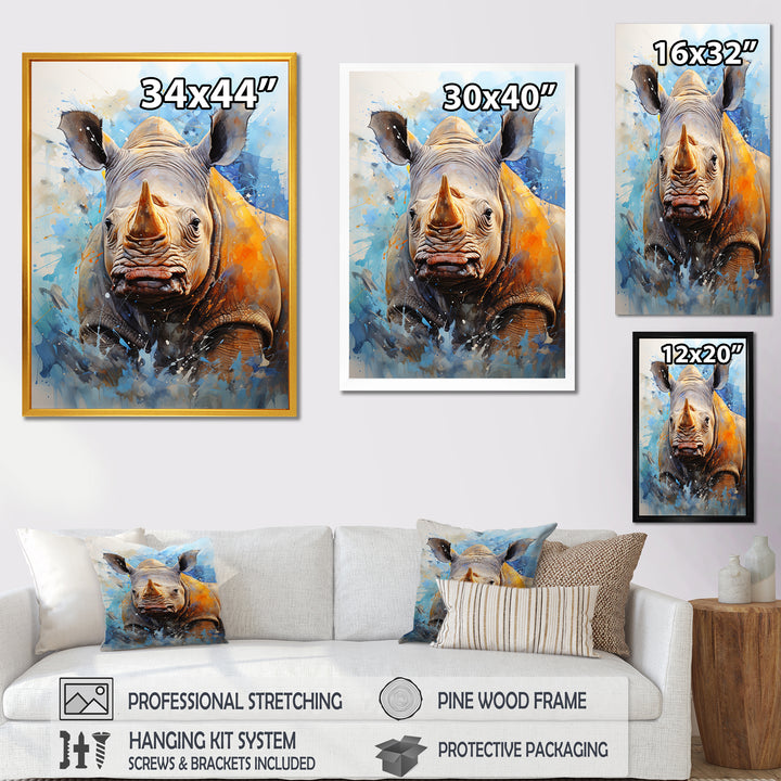 Grey Rhinoceros on the hunt - Rhinoceros Home Decor Art