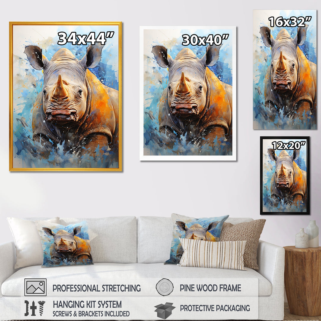 Grey Rhinoceros on the hunt - Rhinoceros Home Decor Art