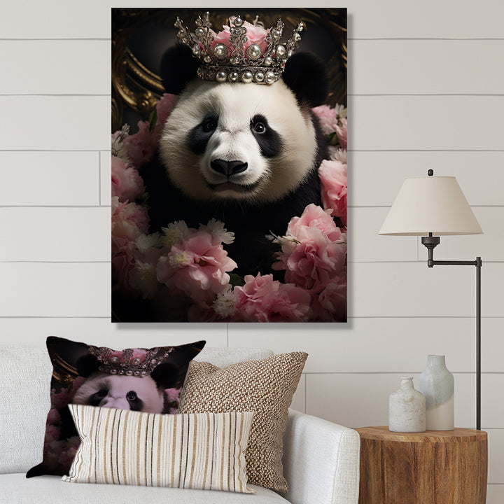 Regal Panda Crowned Portrait - Panda Wall Art Prints