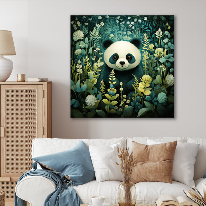 Cute panda children art - White Panda Wall Art
