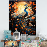 Celestial Peacock in Surreal Starlight - Yellow Peacock Wall Art