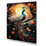 Celestial Peacock in Surreal Starlight - Yellow Peacock Wall Art