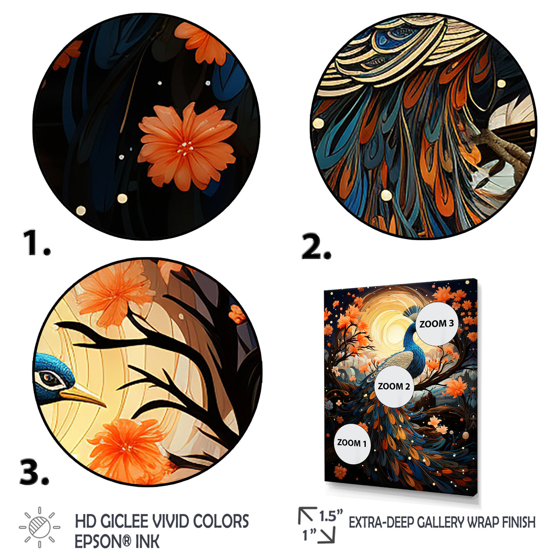 Celestial Peacock in Surreal Starlight - Yellow Peacock Wall Art