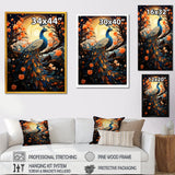 Celestial Peacock in Surreal Starlight - Yellow Peacock Wall Art
