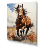 Brown Horse galloping in the wild - Horse Bedroom Wall Art
