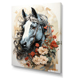Grey floral Horse Beauty - Horse Canvas Wall Art