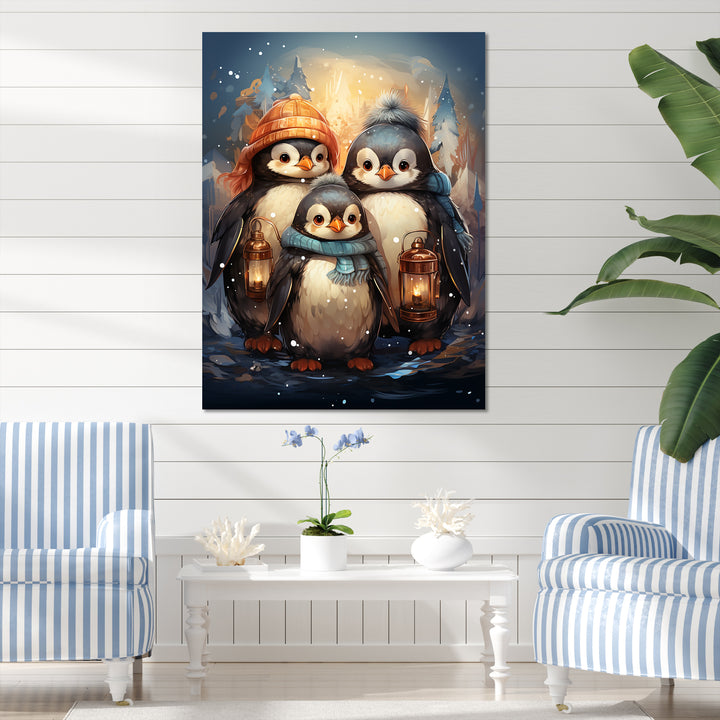 Christmas winter Penguin Party - Penguin Canvas Wall Art