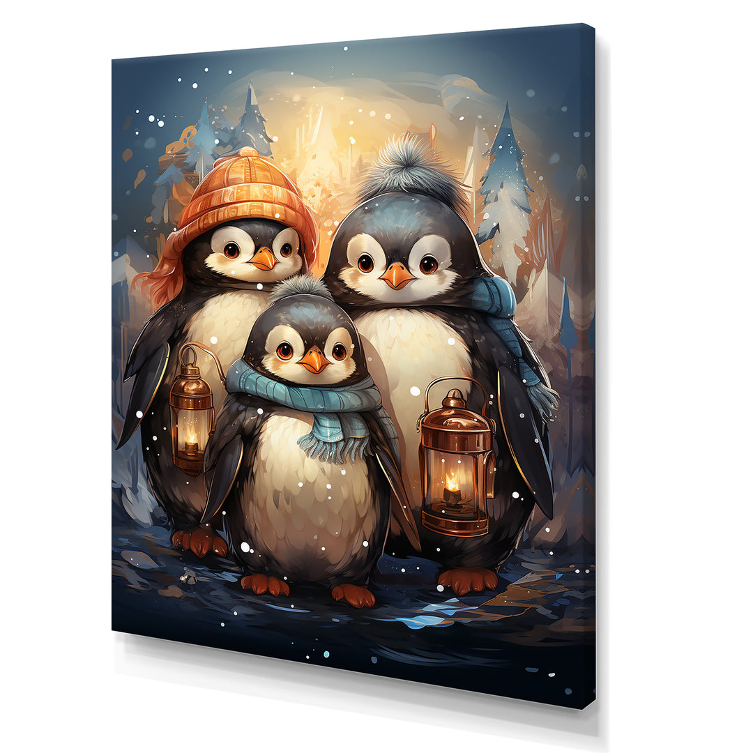 Christmas winter Penguin Party - Penguin Canvas Wall Art