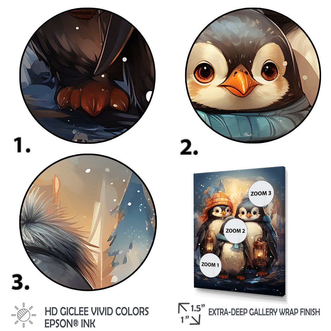 Christmas winter Penguin Party - Penguin Canvas Wall Art