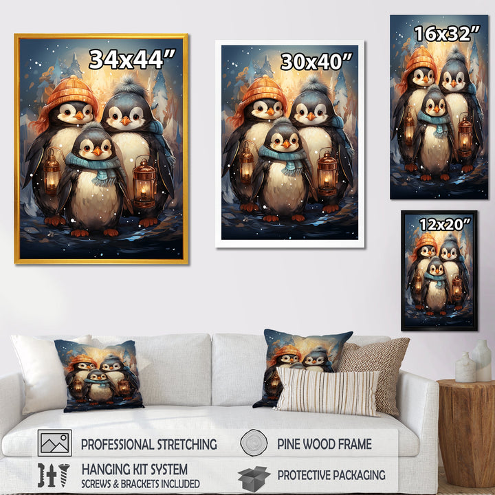 Christmas winter Penguin Party - Penguin Canvas Wall Art