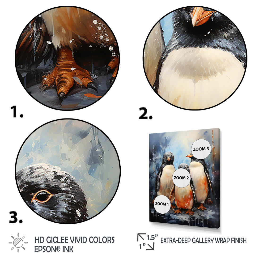 Winter Feathers Penguin family - Penguin Wall Decor