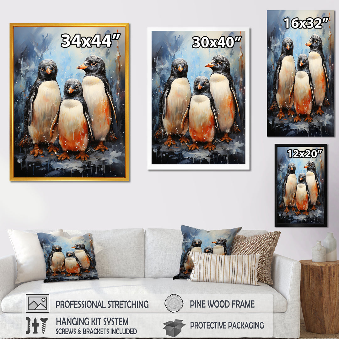 Winter Feathers Penguin family - Penguin Wall Decor