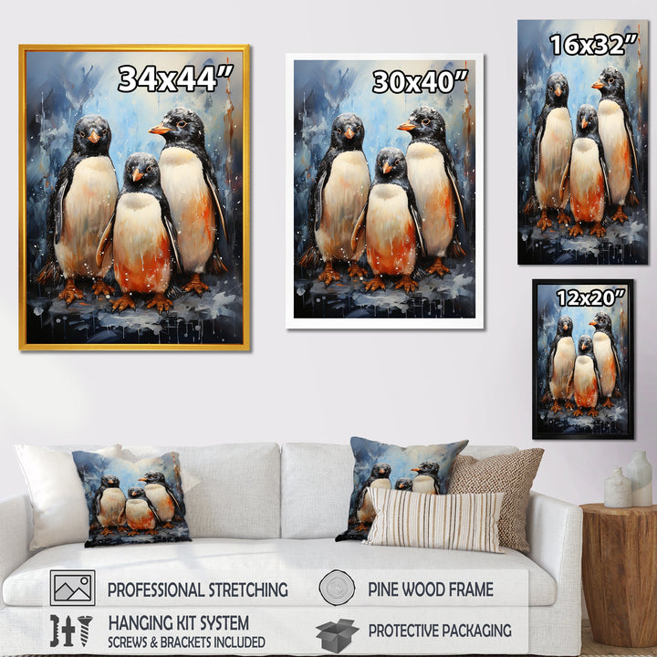 Winter Feathers Penguin family - Penguin Wall Decor