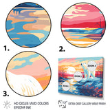 Sunrise polar bear Artic whispers - Pink Bear Wall Art