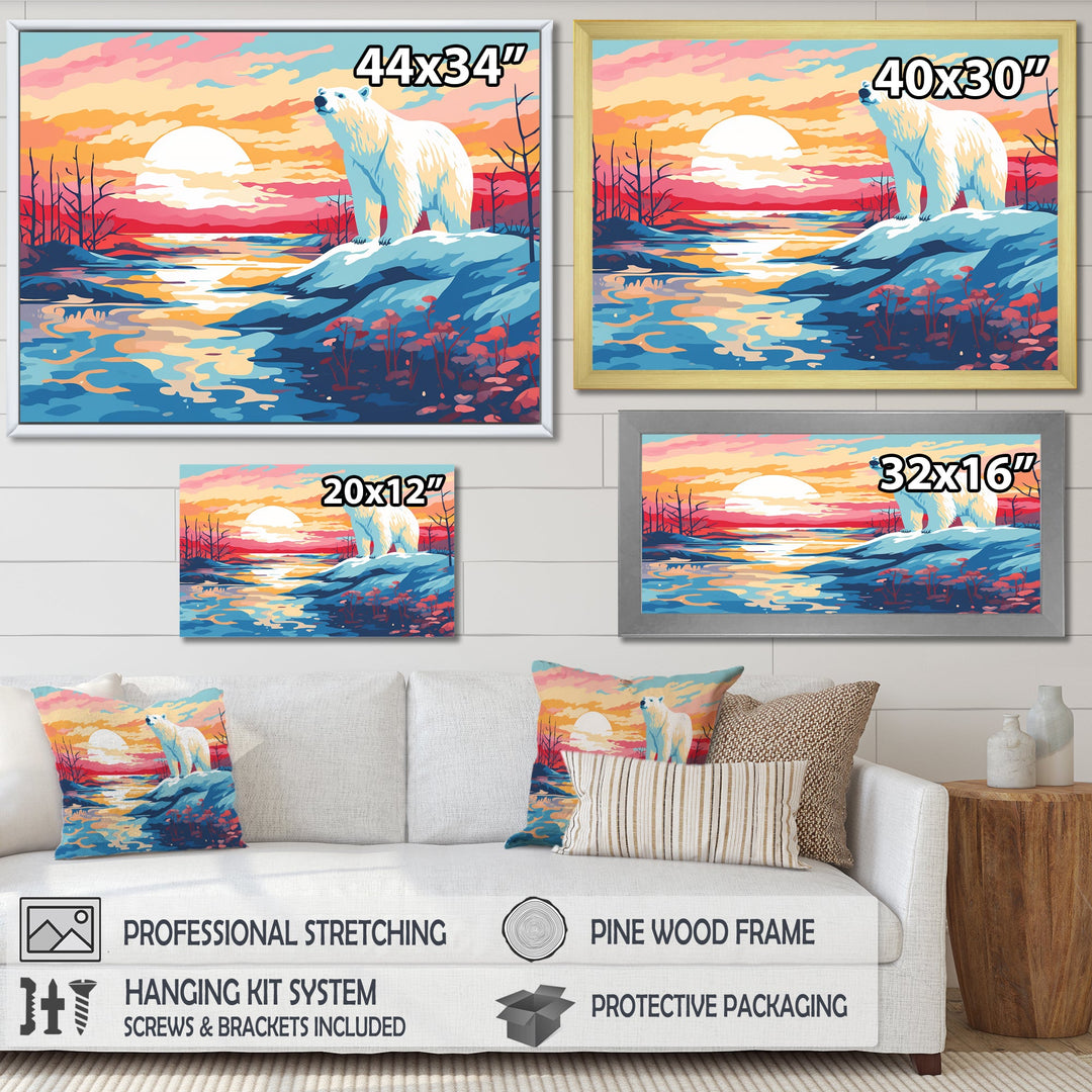Sunrise polar bear Artic whispers - Pink Bear Wall Art