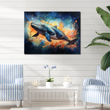 Blue Majesty Whale in Watercolor - Whale Living Room Wall Art