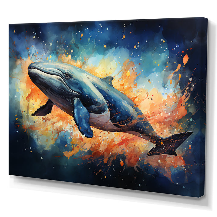 Blue Majesty Whale in Watercolor - Whale Living Room Wall Art