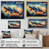 Blue Majesty Whale in Watercolor - Whale Living Room Wall Art