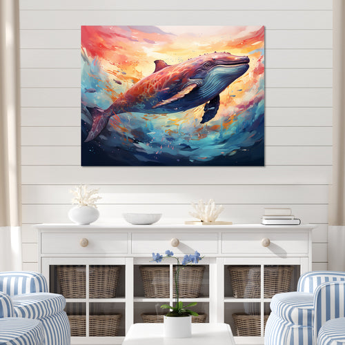 Blue Majesty dolphin in Watercolor - Dolphin Bedroom Wall Art