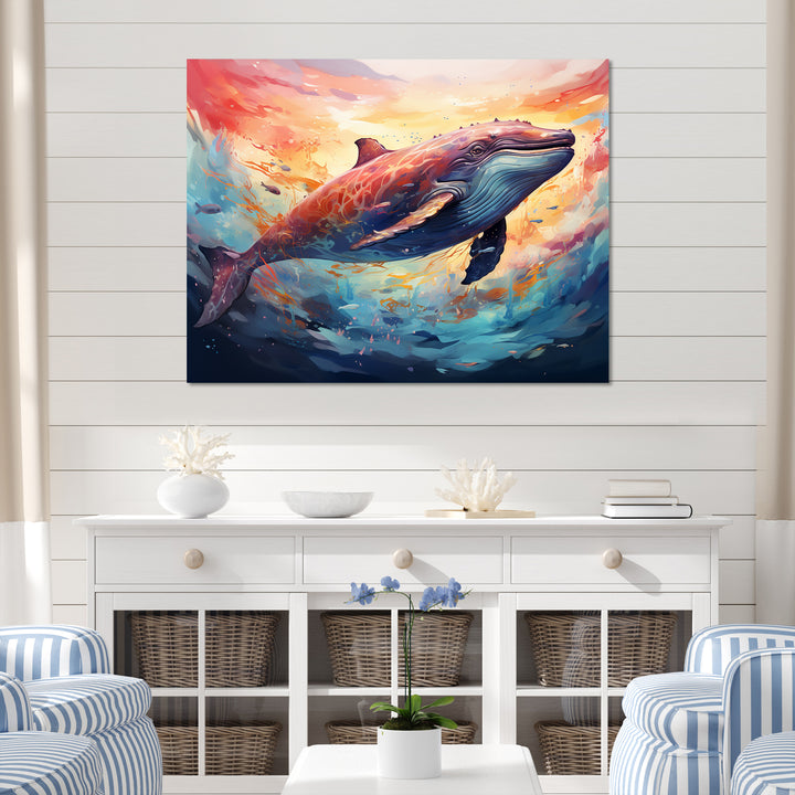 Blue Majesty dolphin in Watercolor - Dolphin Bedroom Wall Art