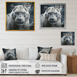 White and grey leopard in the jungle - Leopard Canvas Wall Art