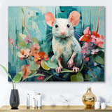 Green curious rat blooms - Mouse Wall Decor