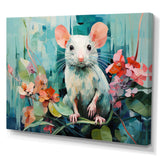 Green curious rat blooms - Mouse Wall Decor
