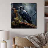 Black Raven forest Guardian I - Animals Canvas Wall Art