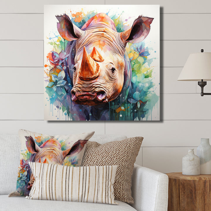Innocent Rhino portrait - Rhinoceros Living Room Wall Art