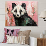 Playful black Skunk on pink - Skunk Wall Art Prints