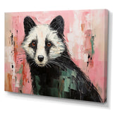 Playful black Skunk on pink - Skunk Wall Art Prints