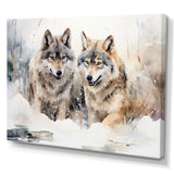 Forest Wolves in winter landscape - Wolf Canvas Wall Art