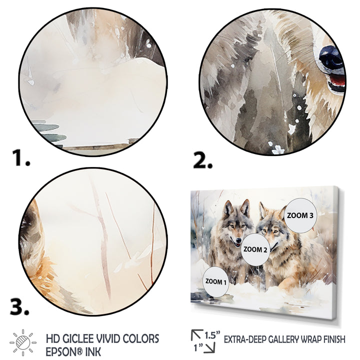 Forest Wolves in winter landscape - Wolf Canvas Wall Art