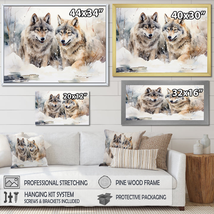 Forest Wolves in winter landscape - Wolf Canvas Wall Art