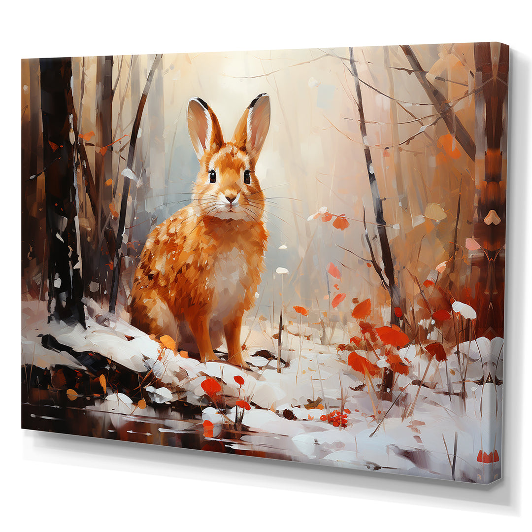 Frosty Rabbit winter Solitude - Rabbit Canvas Wall Art