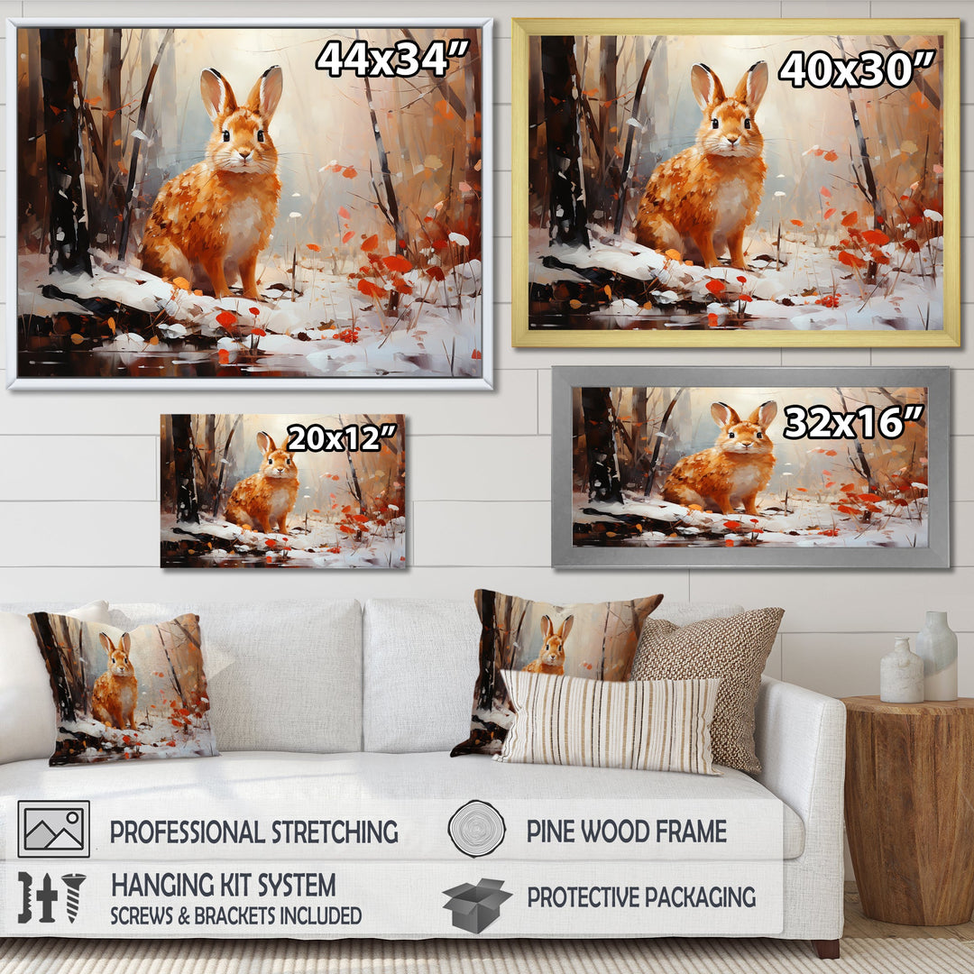 Frosty Rabbit winter Solitude - Rabbit Canvas Wall Art