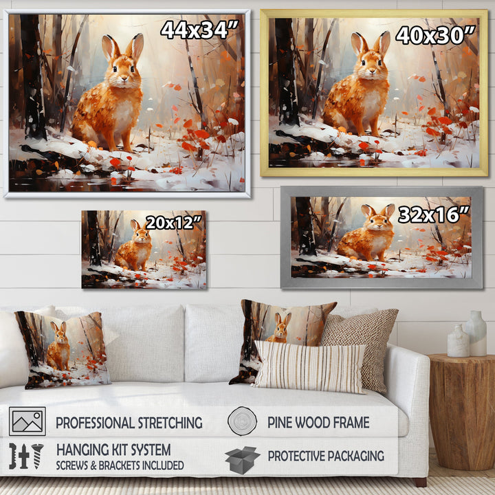 Frosty Rabbit winter Solitude - Rabbit Canvas Wall Art