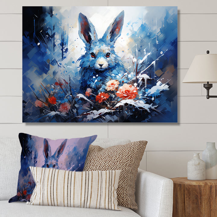 Blue Rabbit winter Solitude - Rabbit Wall Decor