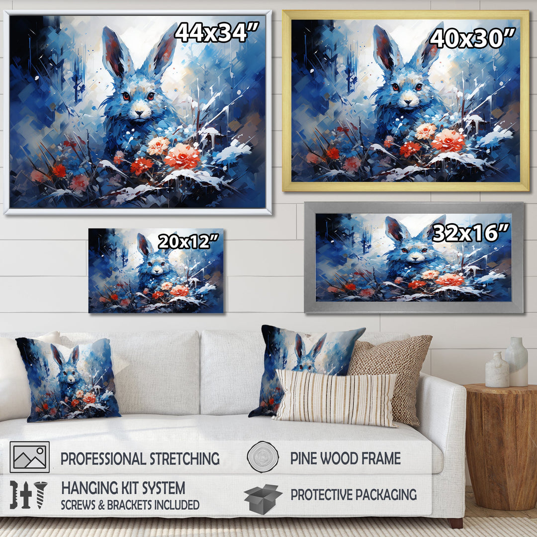 Blue Rabbit winter Solitude - Rabbit Wall Decor